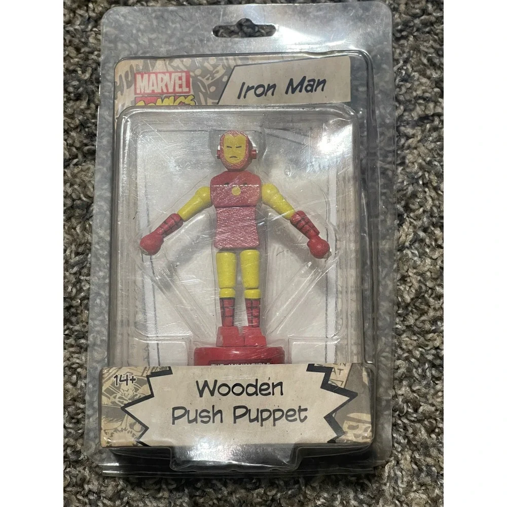Marvel Comics‎ Iron Man Wooden Push Puppet Entertainment Earth Retro Toy New